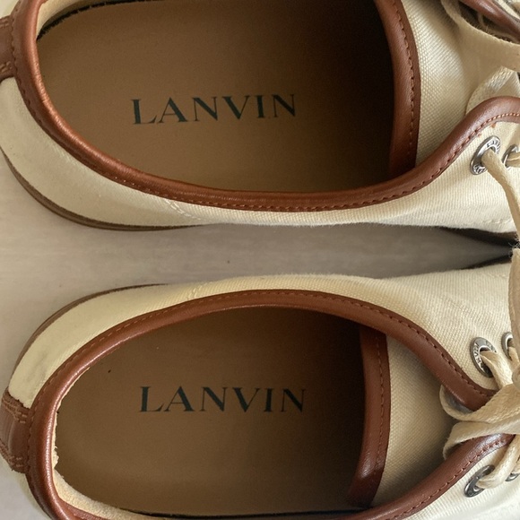 LANVIN Men’s Cream/Brown Lace Up Sneakers Size 11 - Picture 8 of 9